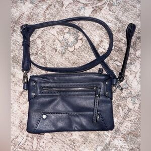 Navy Blue Leather Crossbody Bag